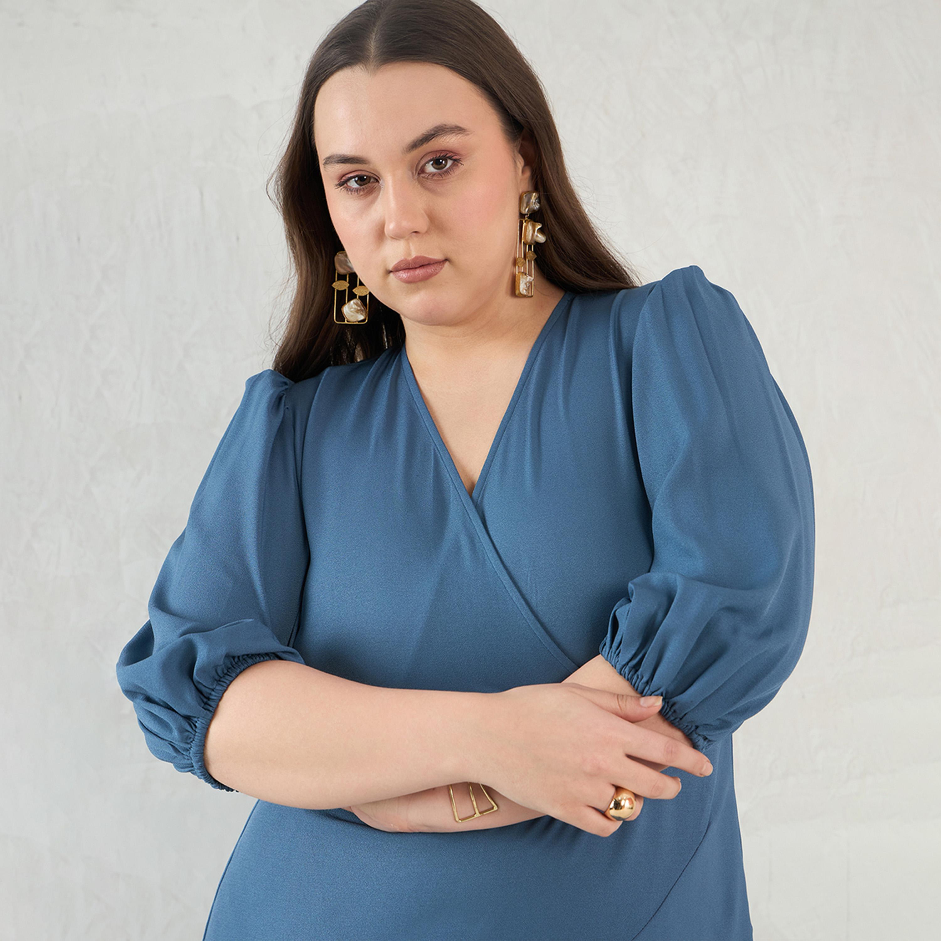 فيميلا × ستايلي - فستان ماكسي باللون الأزرق مع كشكشة-women-clothing-dresses-image-4