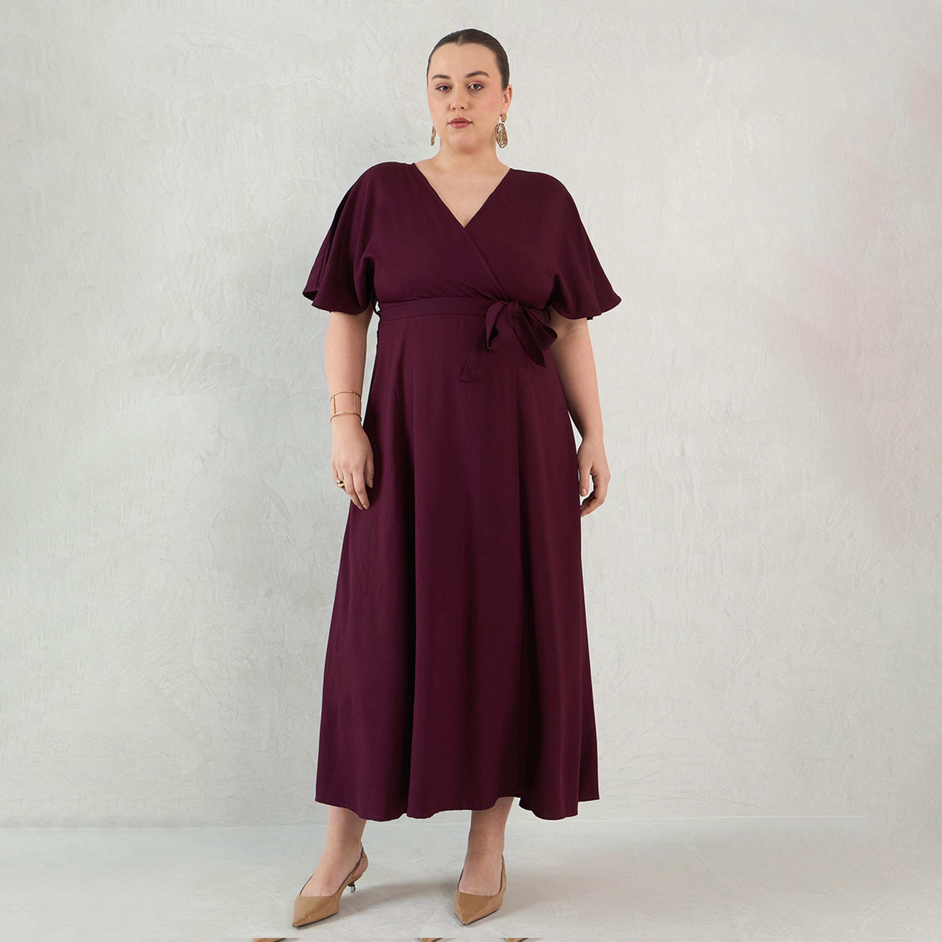 Femmella X Styli Wine Kimono Wrap Maxi Dress-women-clothing-dresses-image-1