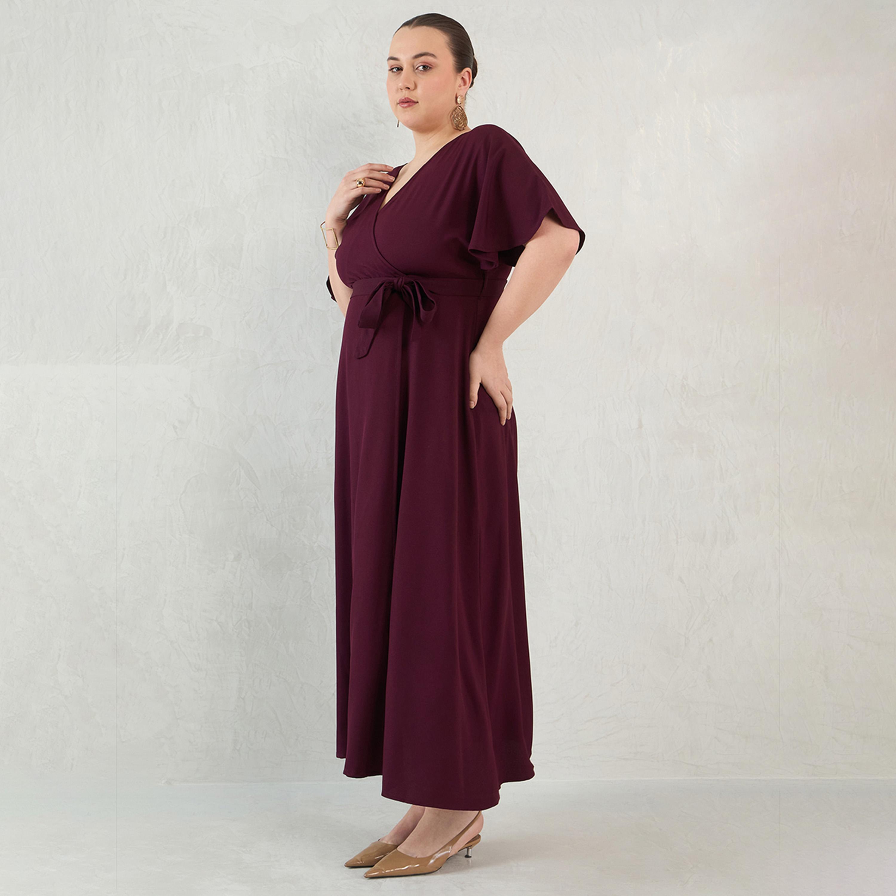 فيميلا × ستايلي - فستان ماكسي كيمونو ملفوف - نبيذي-women-clothing-dresses-image-3