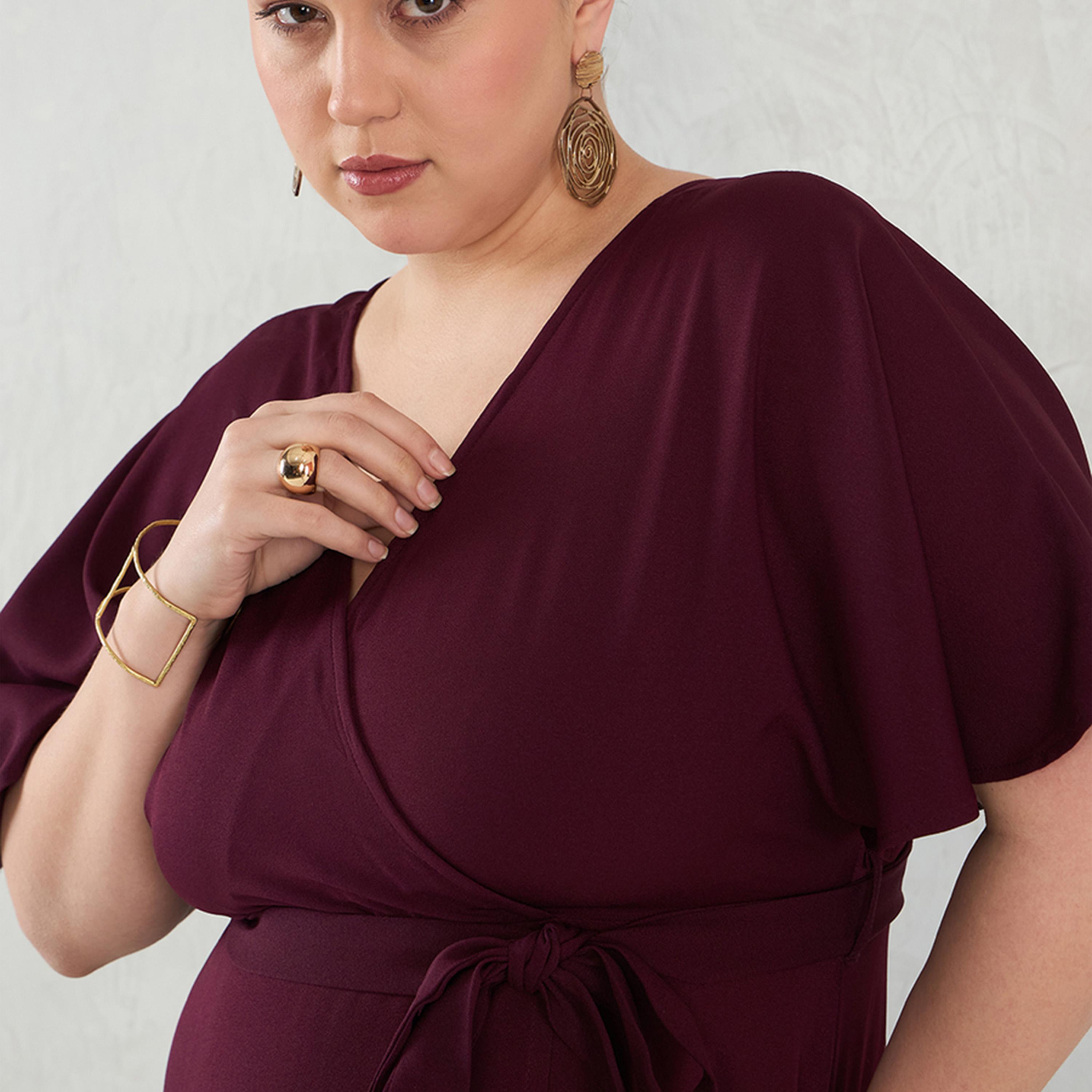 Femmella X Styli Wine Kimono Wrap Maxi Dress-women-clothing-dresses-image-4