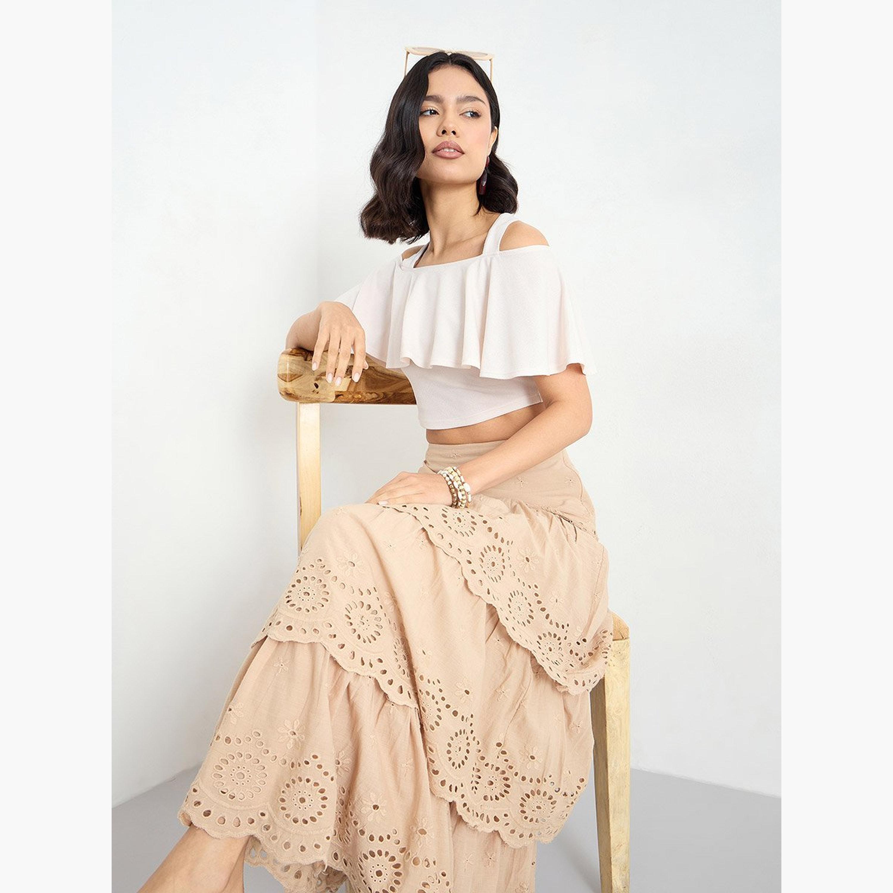 تنورة طويلة بنسيج شيفلي-women-clothing-bottoms-skirts-image-3