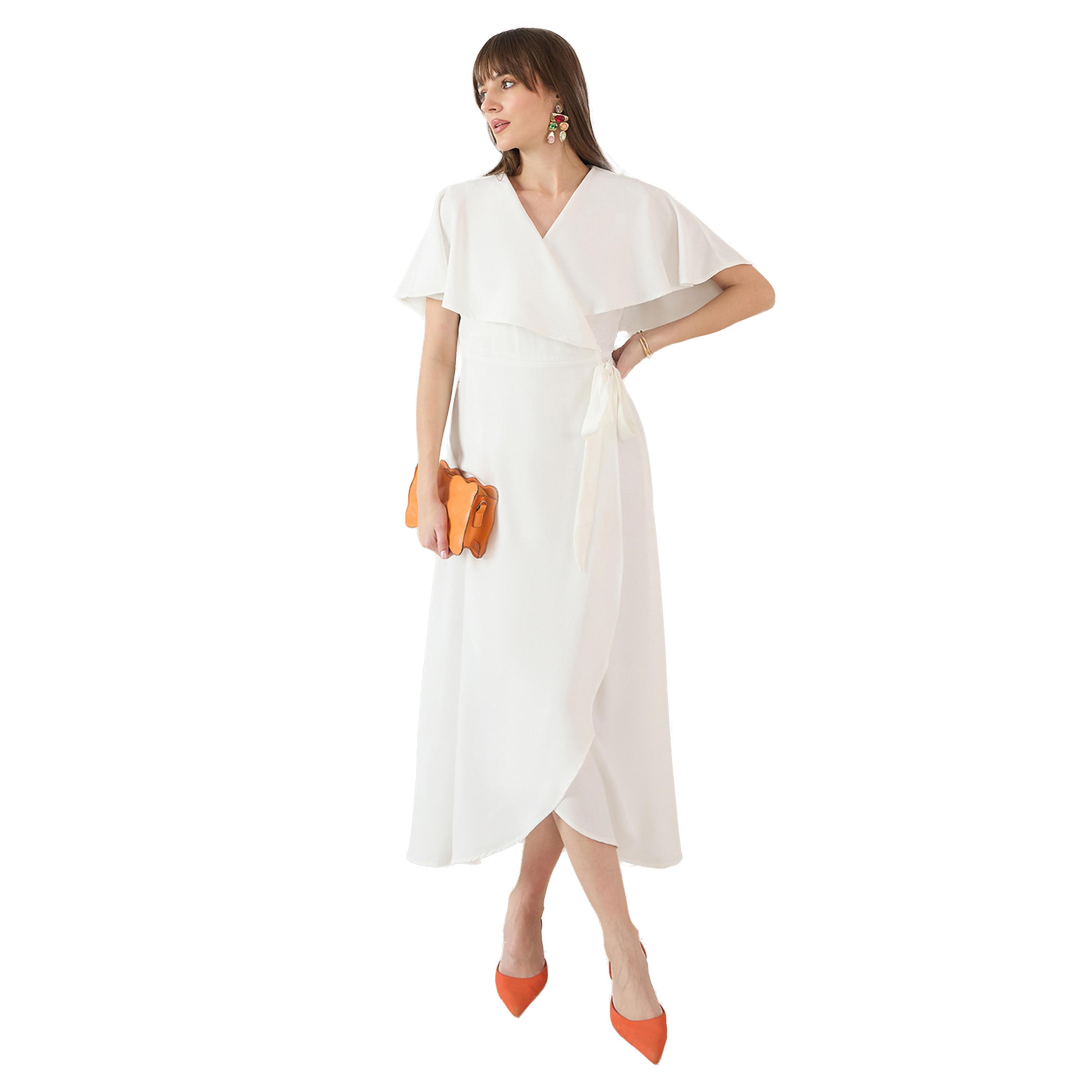 Femmella X Styli Solid Ruffled Cape Sleeves Wrap Maxi Dress-women-clothing-dresses-image-1