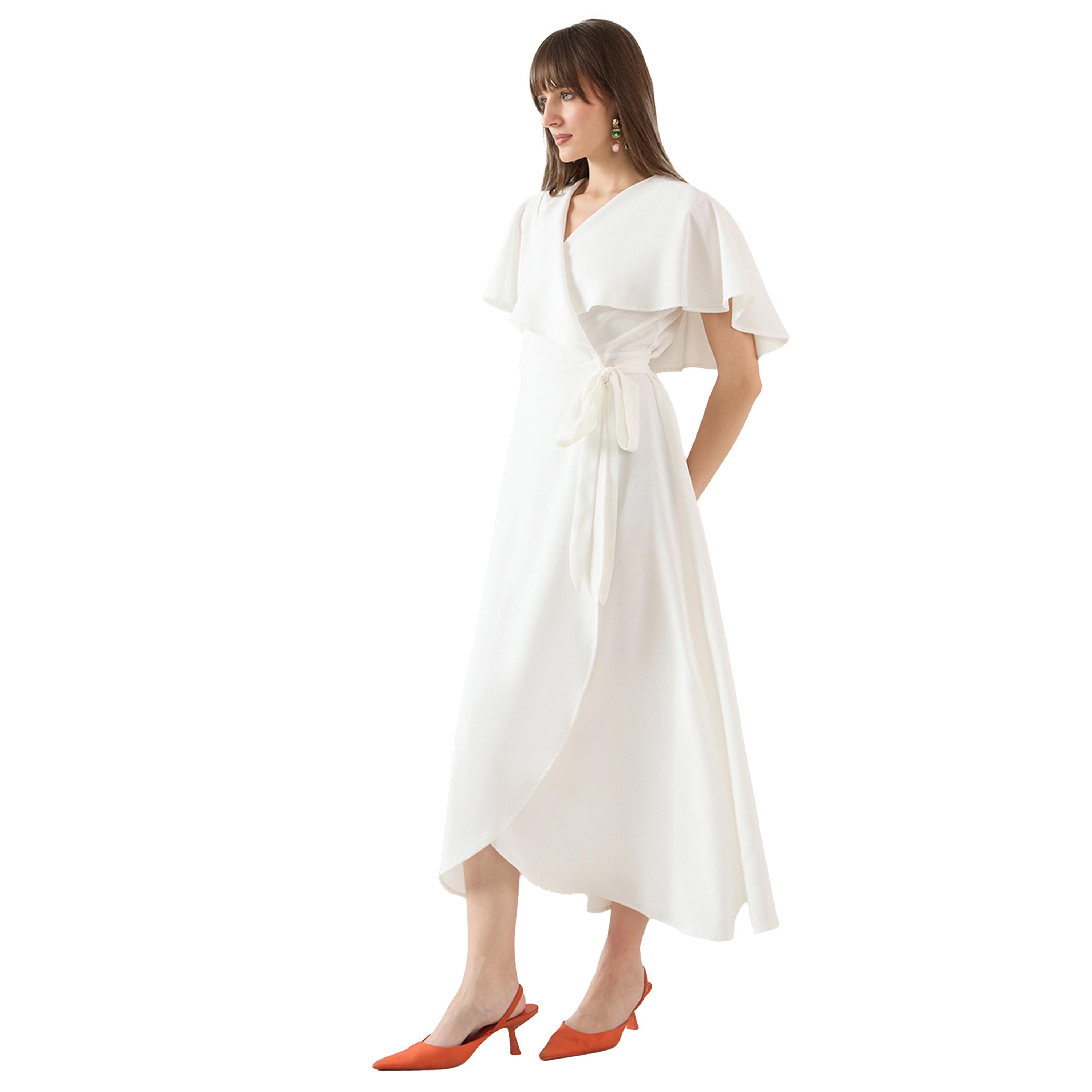 Femmella X Styli Solid Ruffled Cape Sleeves Wrap Maxi Dress-women-clothing-dresses-image-4