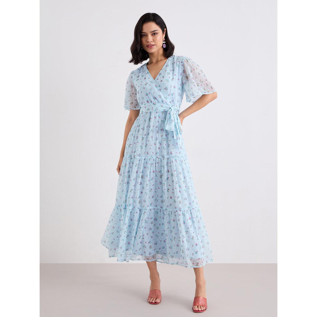 Styli Light Blue Dobby Floral Tiered Maxi Dress-women-clothing-dresses-image-2