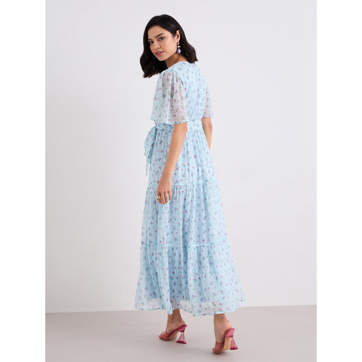 Styli Light Blue Dobby Floral Tiered Maxi Dress-women-clothing-dresses-image-4