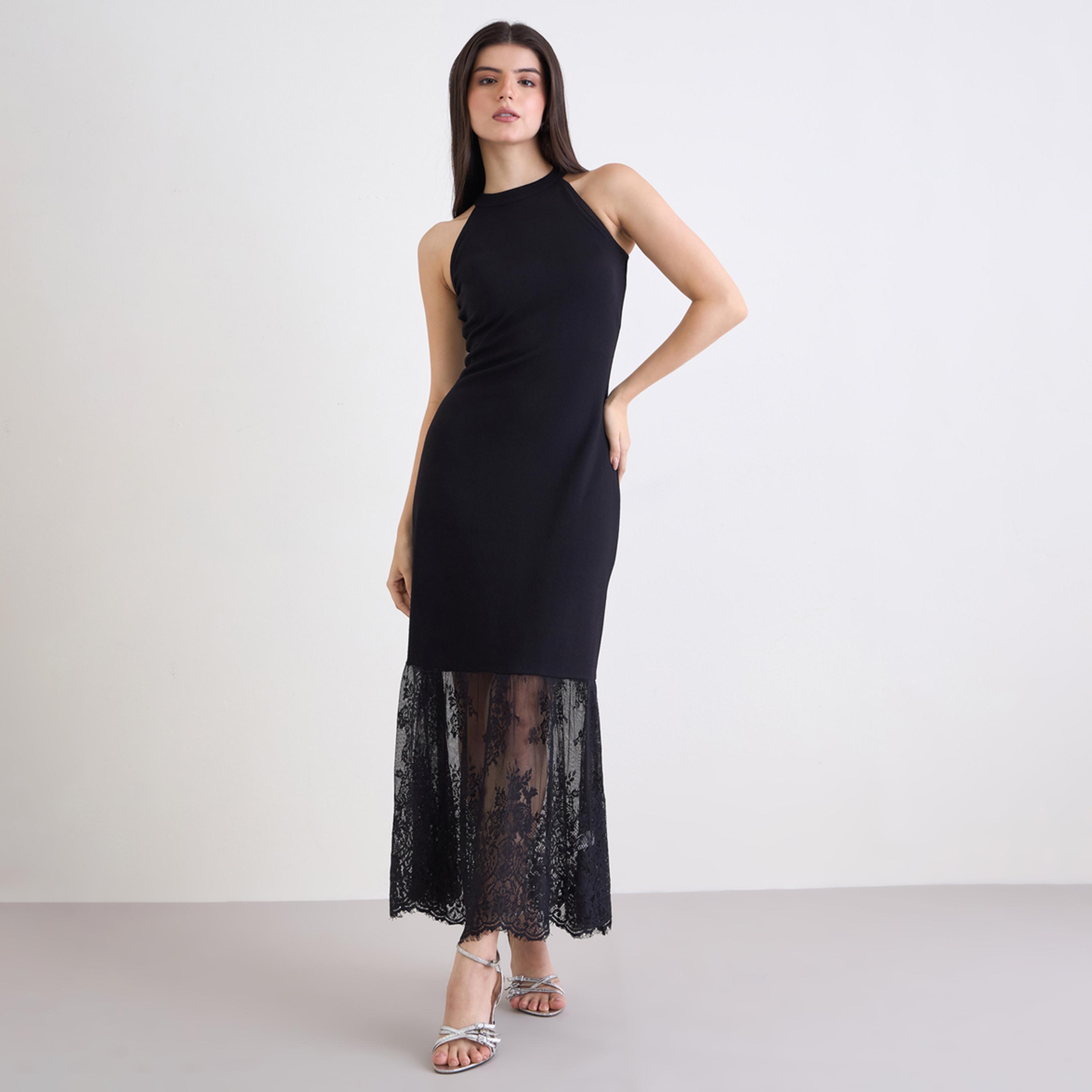 Styli Black Lace Sleeveless Maxi Dress-women-clothing-dresses-image-1