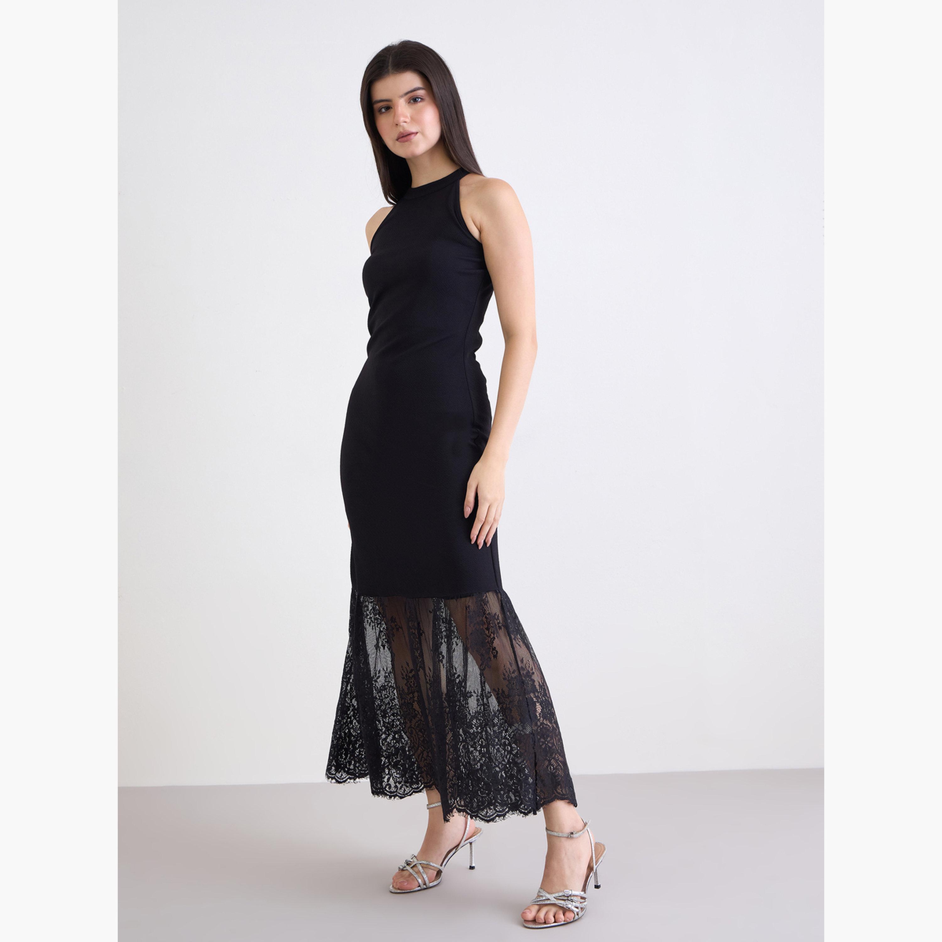 Styli Black Lace Sleeveless Maxi Dress-women-clothing-dresses-image-2
