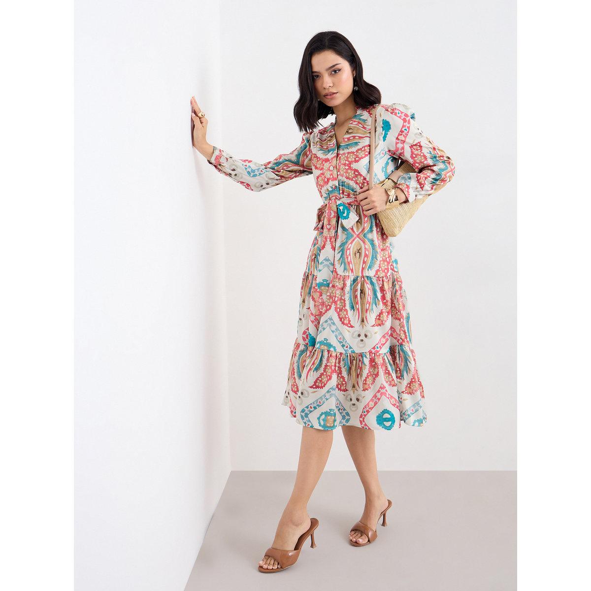 فستان ميدي بتفاصيل كسرات-women-clothing-dresses-image-1