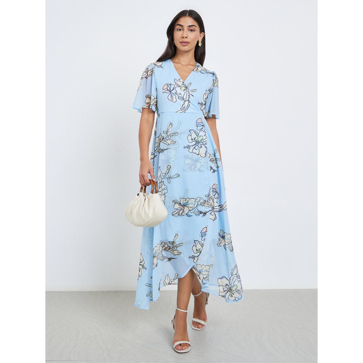 Styli Light Blue Floral Wrap Maxi Dress-women-clothing-dresses-image-2