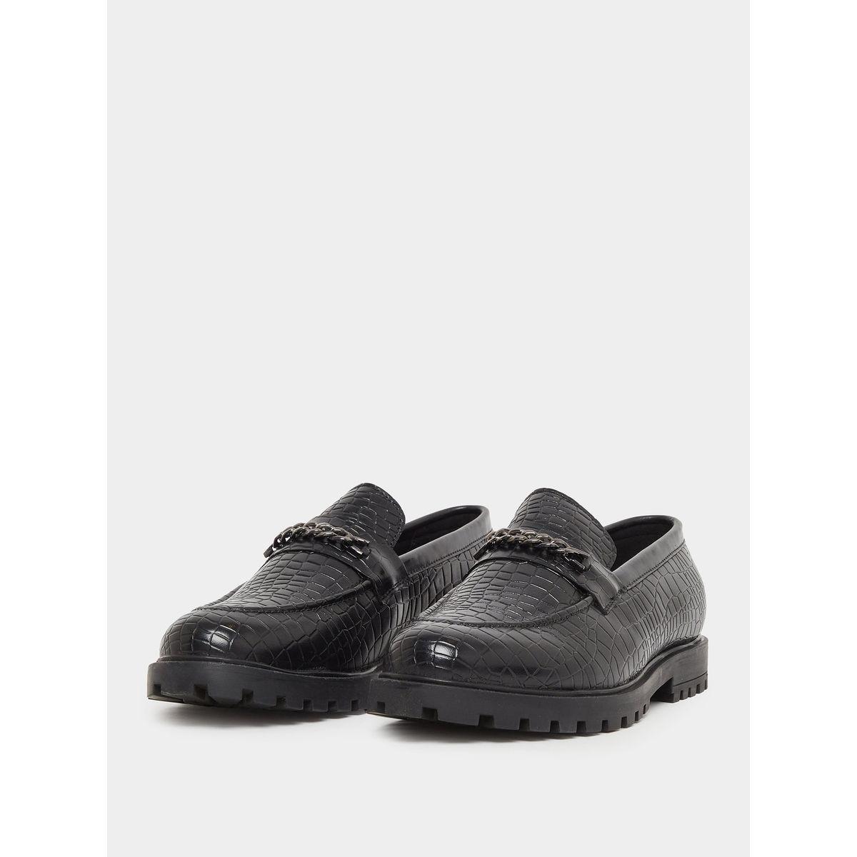 Styli Croc-Textured Chain Accent Chunky Loafers-men-shoes-loafersandmoccasins-image-2