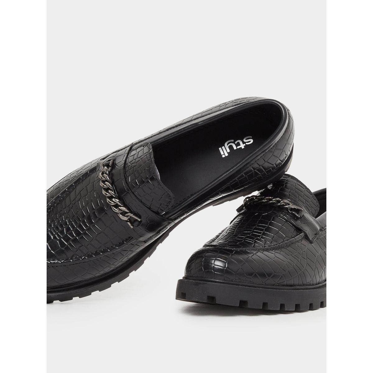 Styli Croc-Textured Chain Accent Chunky Loafers-men-shoes-loafersandmoccasins-image-3