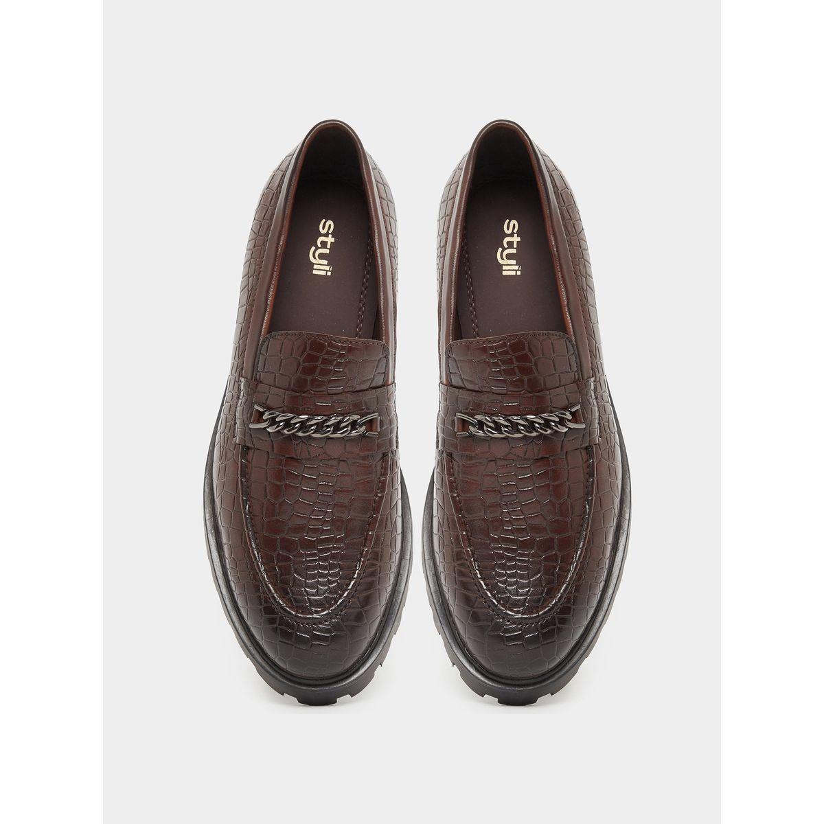 Styli Croc-Textured Chain Accent Chunky Loafers-men-shoes-loafersandmoccasins-image-5