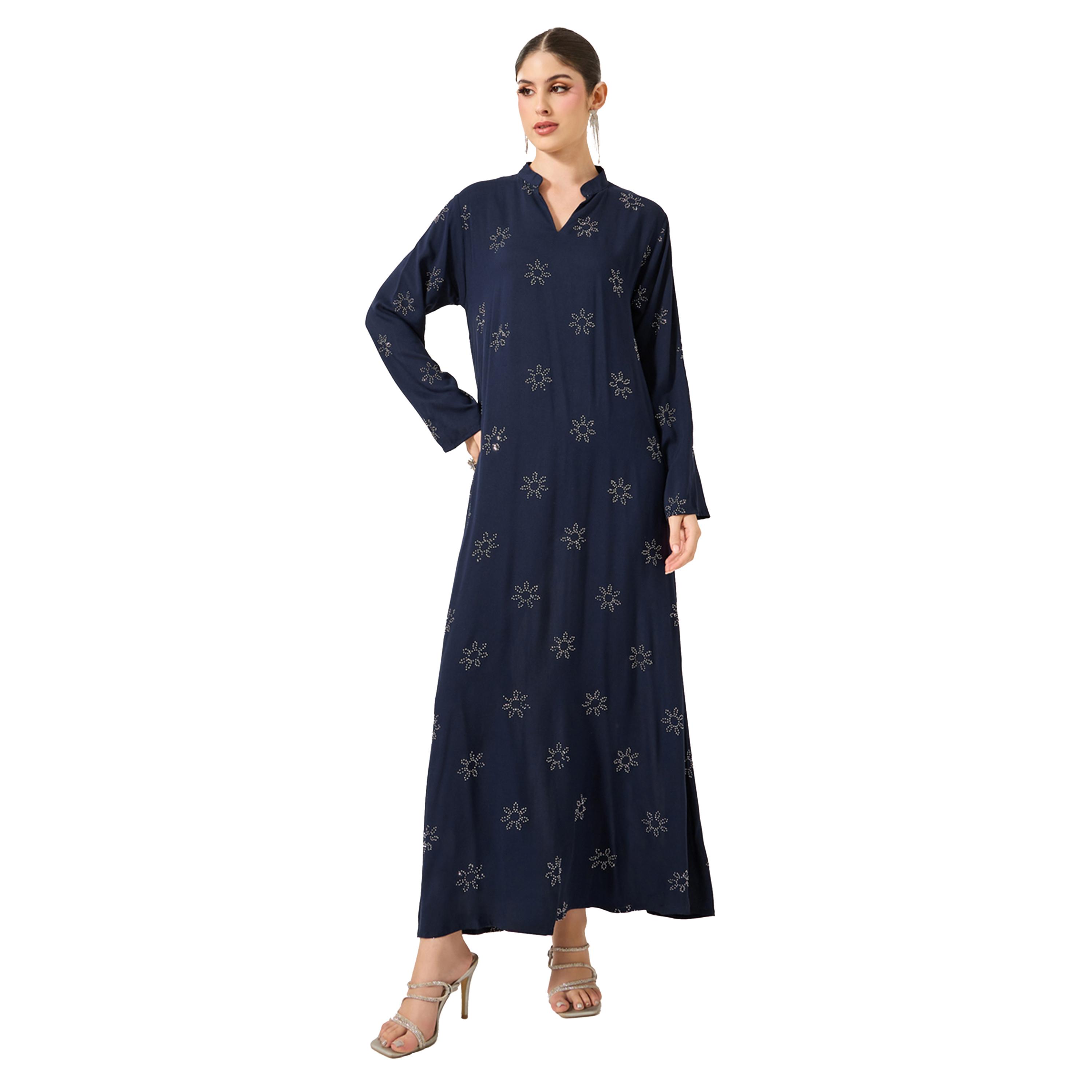 أميرة x ستايلي جلابية منمقة بياقة قائمة ورباط خصر-women-arabicclothing-jalabiyas-image-2
