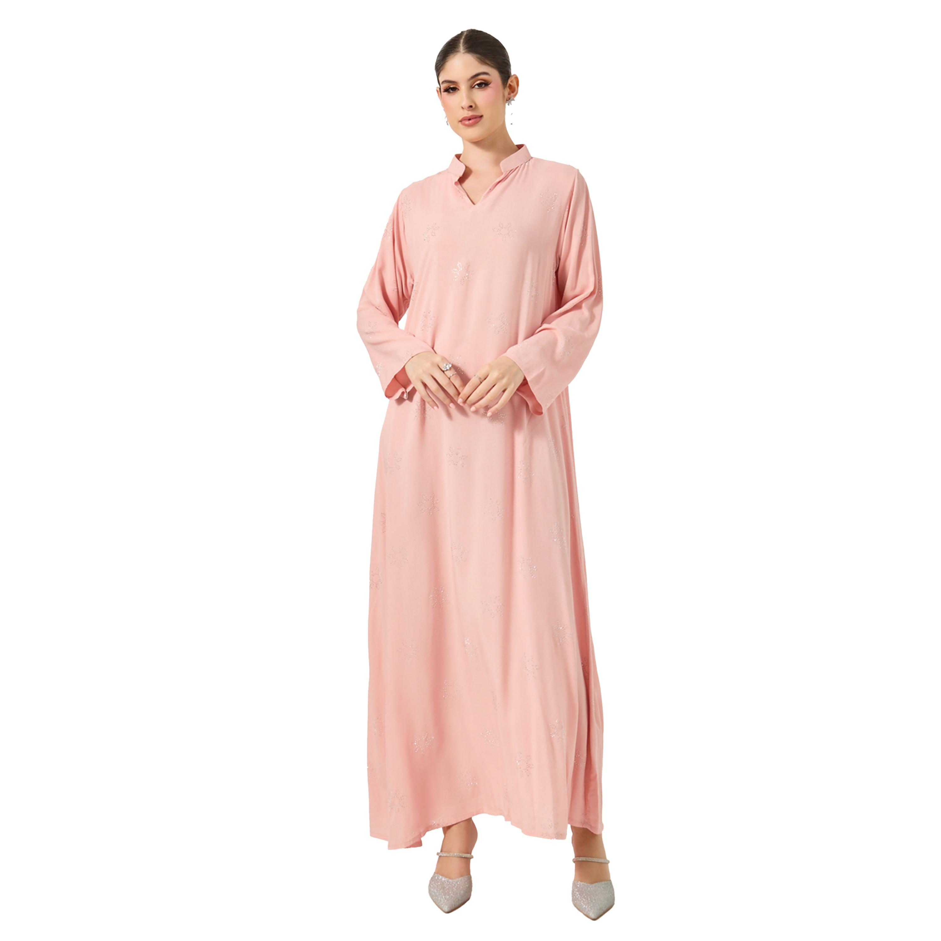 أميرة x ستايلي جلابية منمقة بياقة قائمة ورباط خصر-women-arabicclothing-jalabiyas-image-2