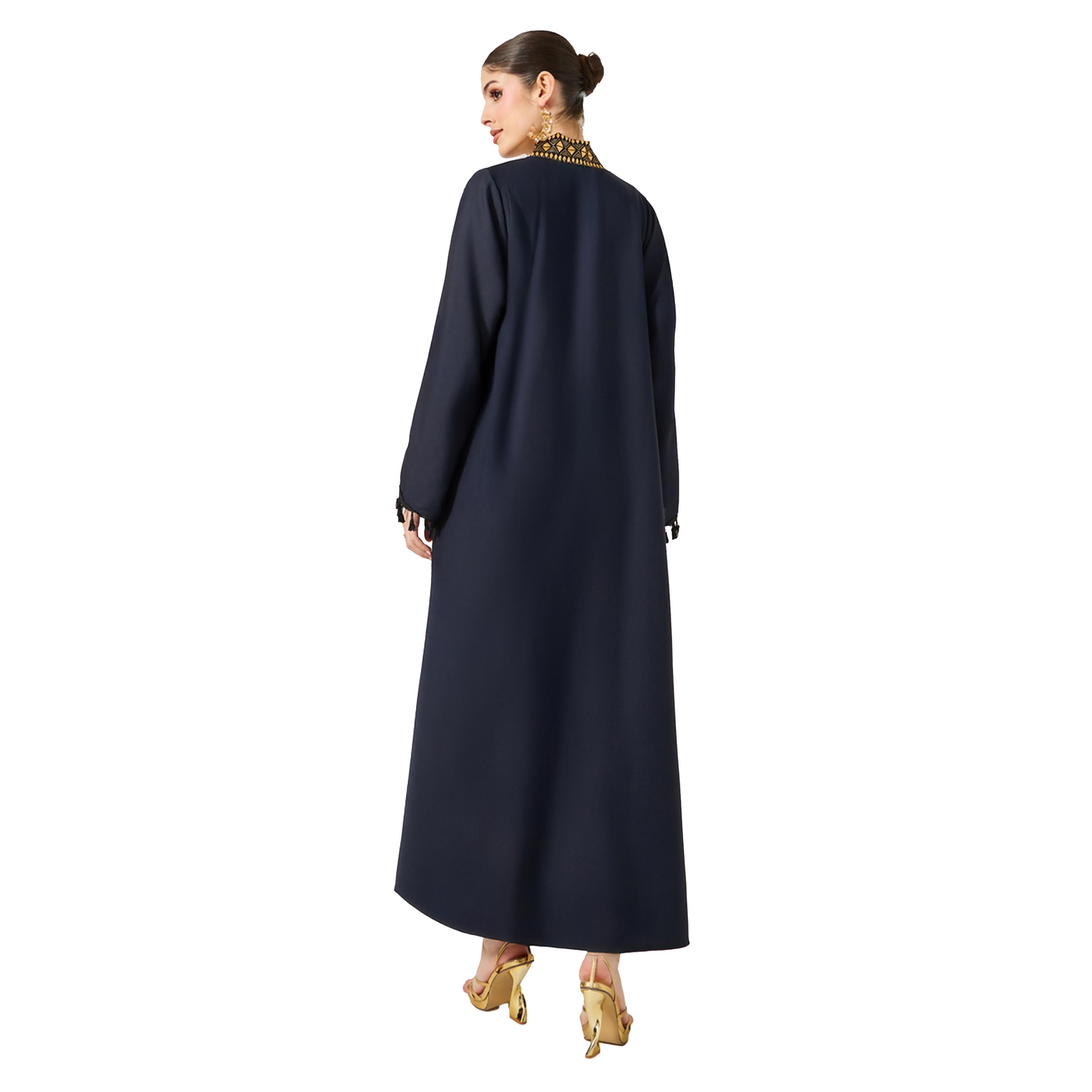ستايلي - جلابية واسعة بياقة V وتفاصيل دانتيل مع شراشيب-women-arabicclothing-jalabiyas-image-5