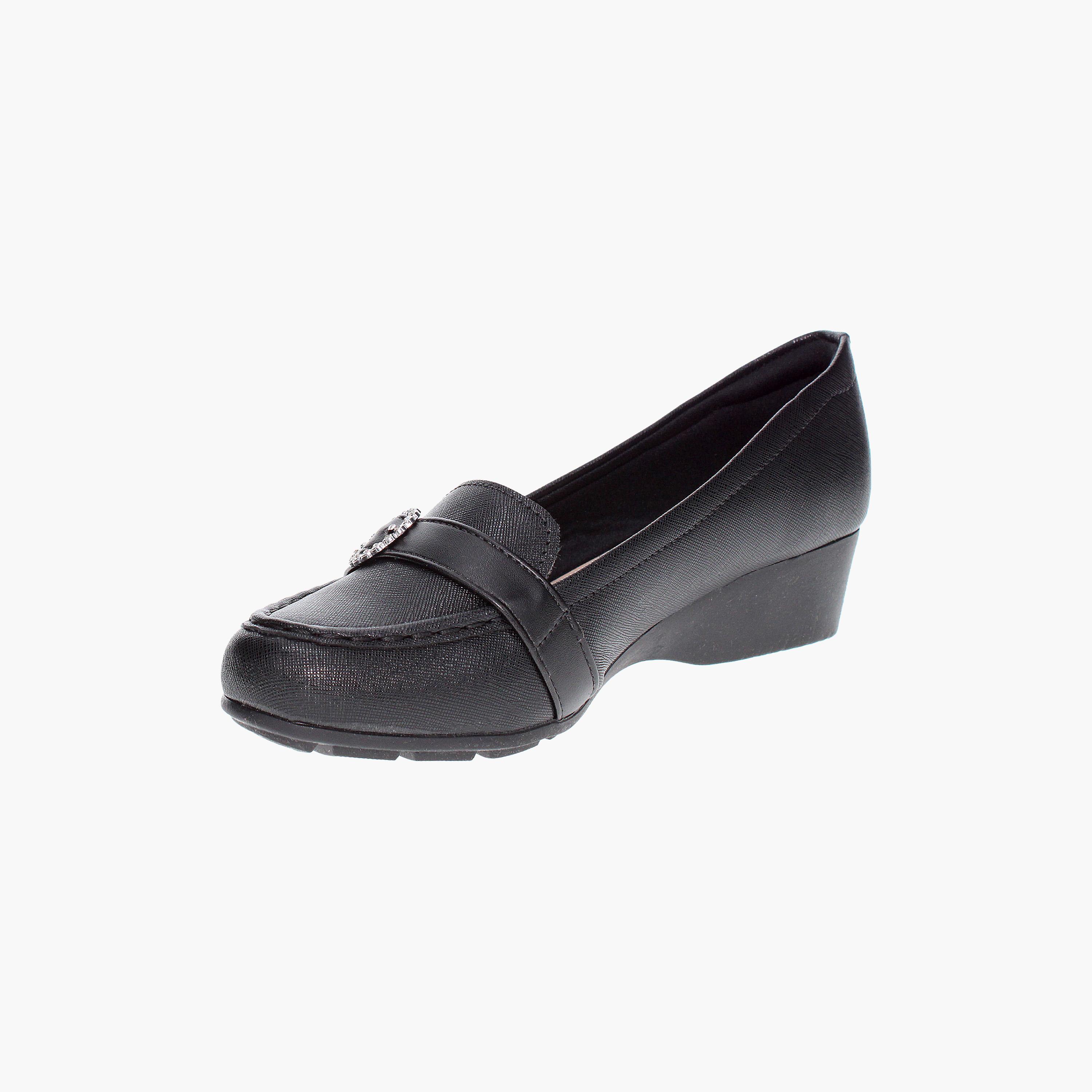 حذاء لوفرز نسائي من موداري ذو سلیب آن ويدج مع مزين بإبزيم فضي | 7014-286-26252-women-shoes-loafersandmoccasins-image-3
