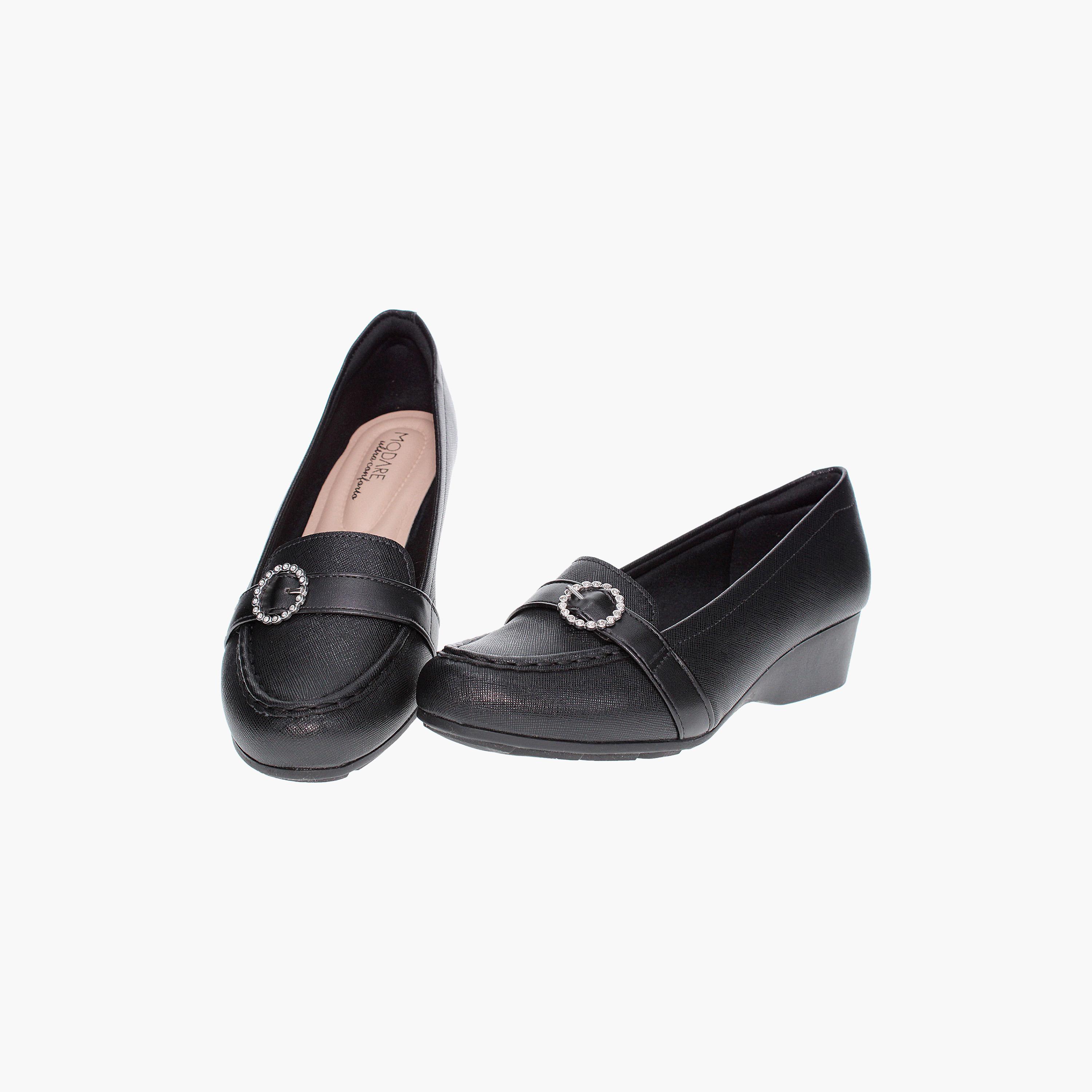 حذاء لوفرز نسائي من موداري ذو سلیب آن ويدج مع مزين بإبزيم فضي | 7014-286-26252-women-shoes-loafersandmoccasins-image-4