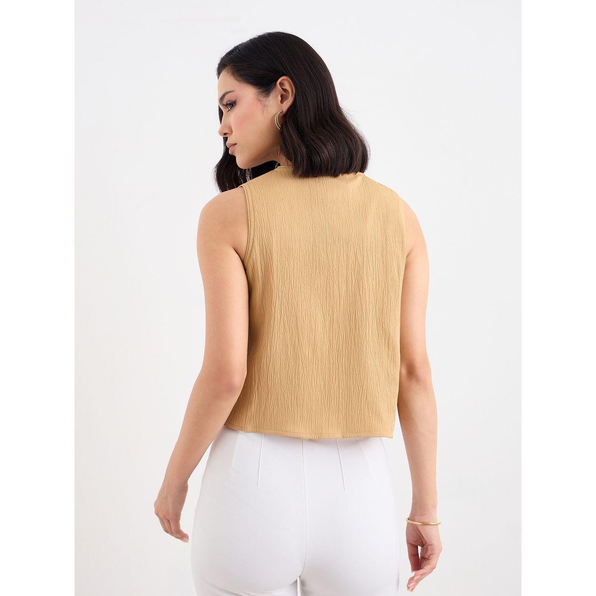 Styli Tie-Up Front Textured Crop Top-women-clothing-tshirts-image-4