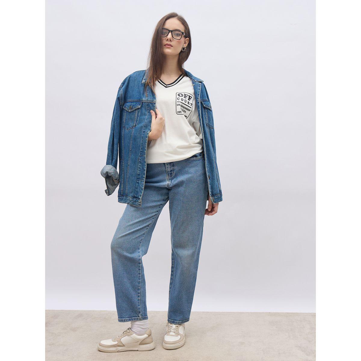 Styli Contrast Neck Printed Oversized T-Shirt-women-clothing-tshirts-image-1