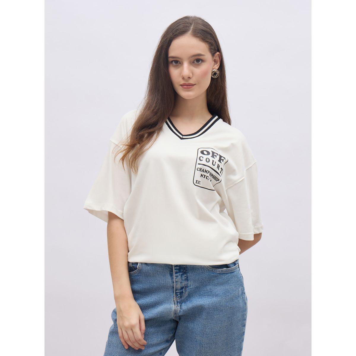 Styli Contrast Neck Printed Oversized T-Shirt-women-clothing-tshirts-image-2