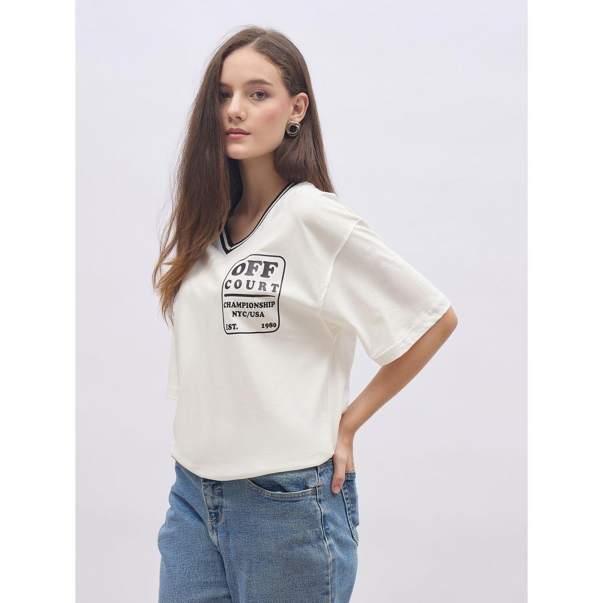 Styli Contrast Neck Printed Oversized T-Shirt-women-clothing-tshirts-image-3