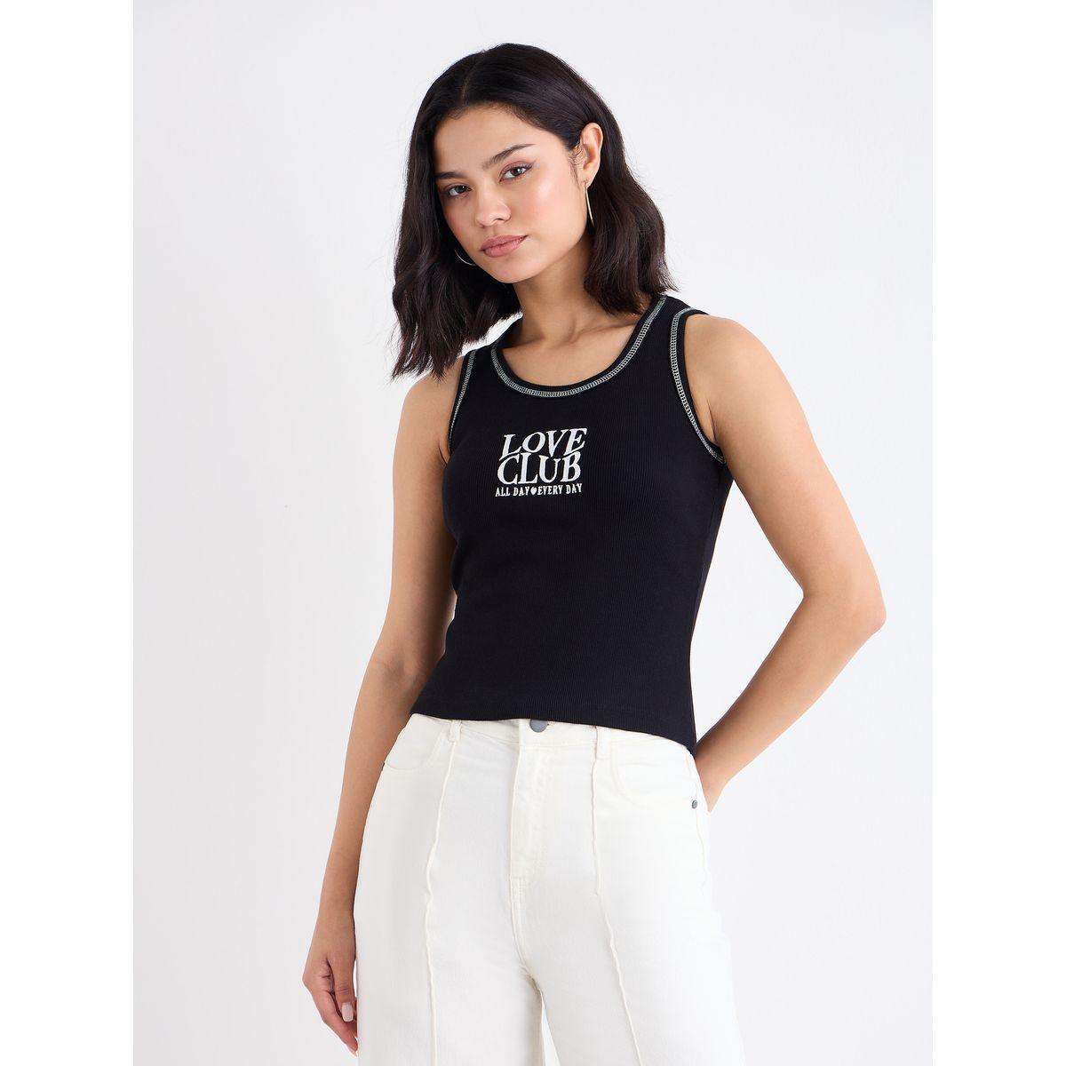 Styli Embroidered Slogan Ribbed Tank-women-clothing-tshirts-image-2