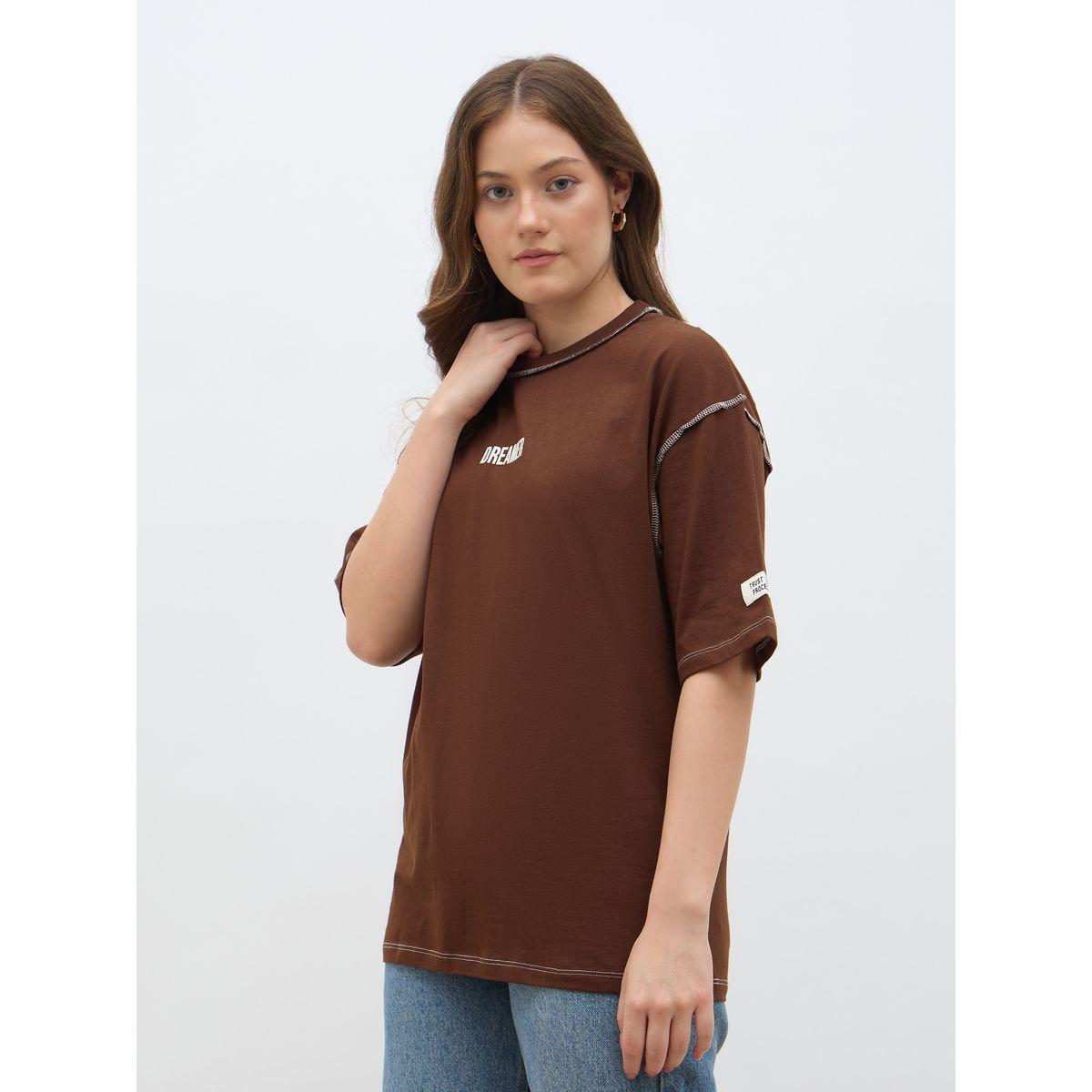 Styli Oversized Short Sleeve T-Shirt with Contrast Stitch Detail-women-clothing-tshirts-image-3