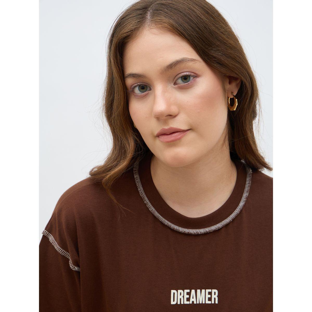 تيشيرت فضفاض بأكمام قصيرة وتفاصيل درزات-women-clothing-tshirts-image-4