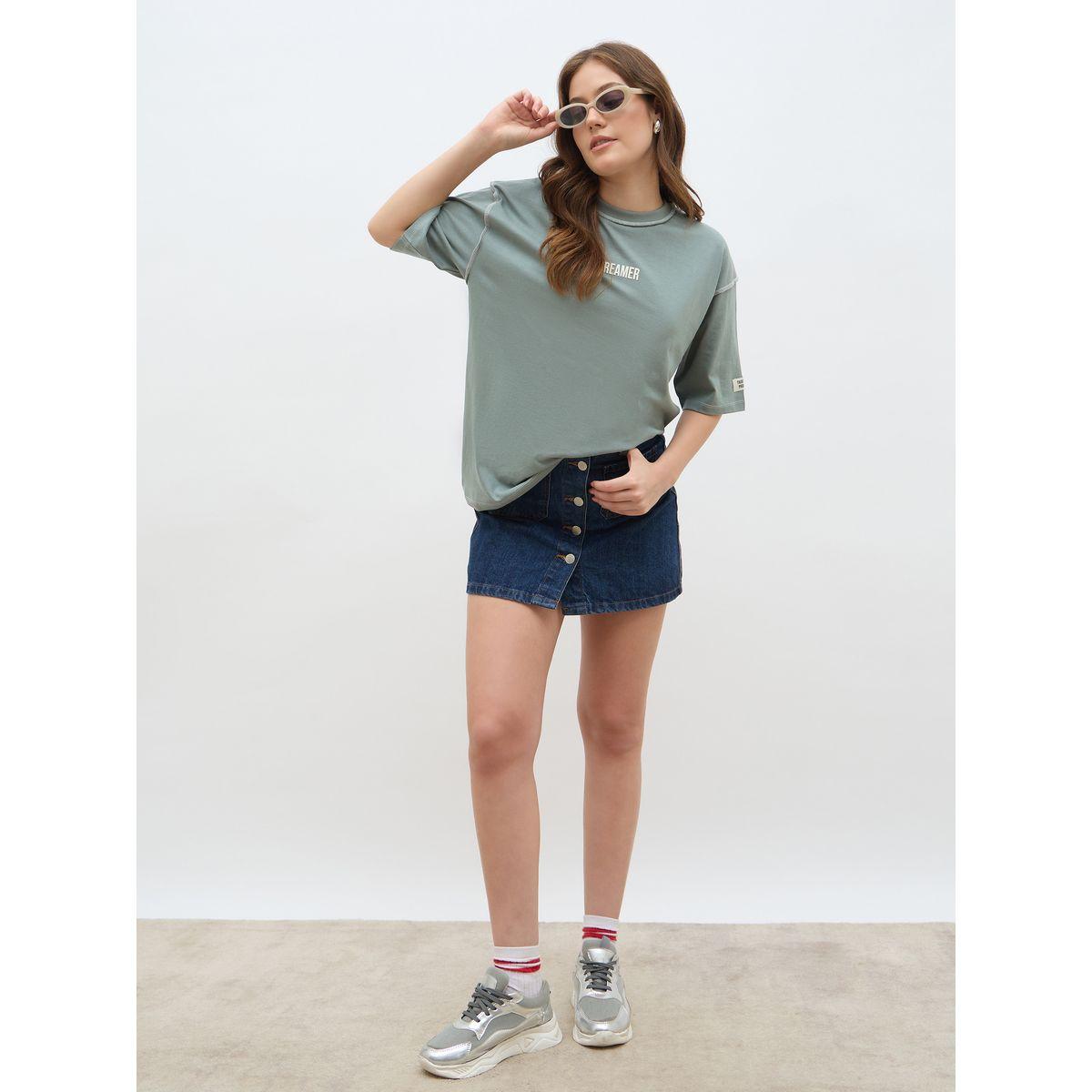 Styli Oversized Short Sleeve T-Shirt with Contrast Stitch Detail-women-clothing-tshirts-image-1