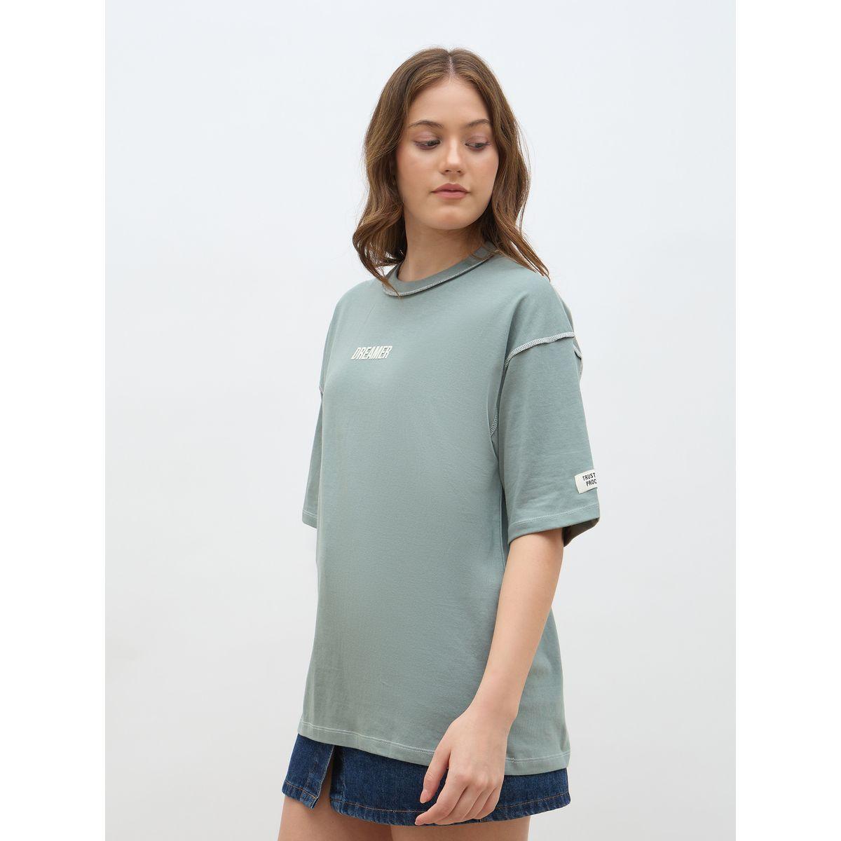 Styli Oversized Short Sleeve T-Shirt with Contrast Stitch Detail-women-clothing-tshirts-image-3
