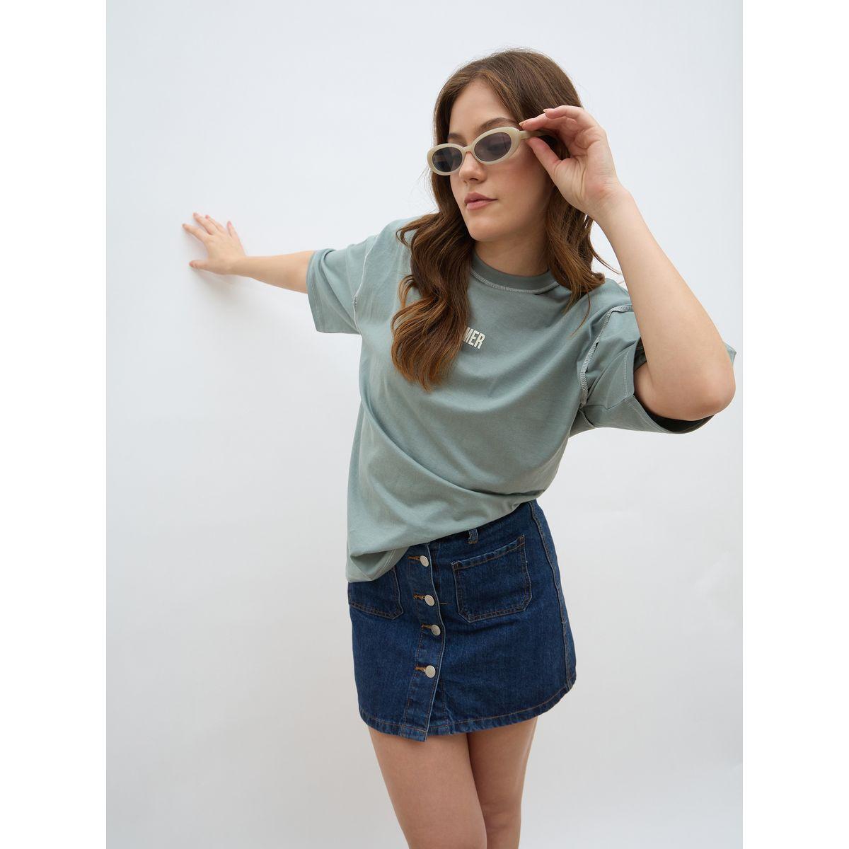 Styli Oversized Short Sleeve T-Shirt with Contrast Stitch Detail-women-clothing-tshirts-image-6