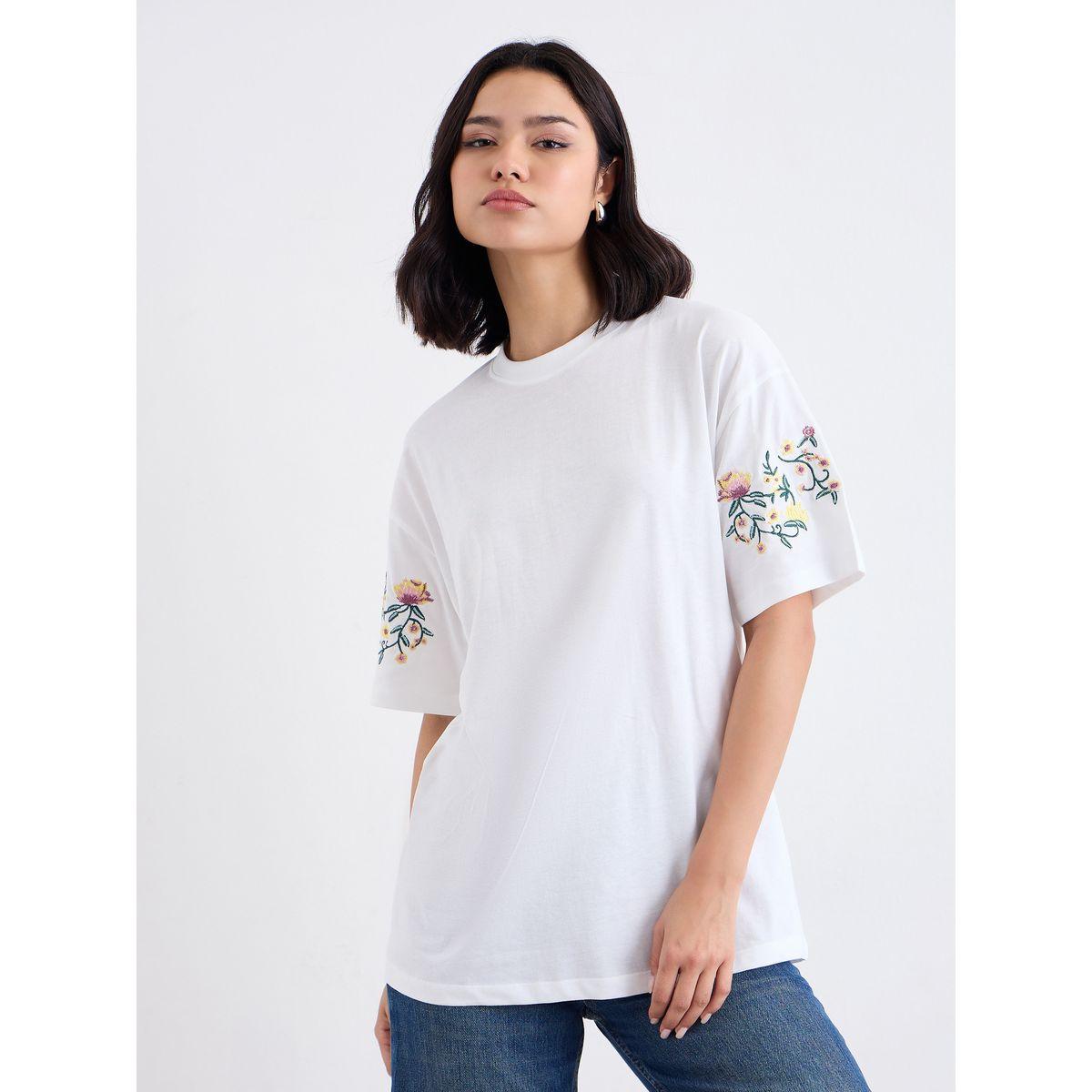 Styli Floral Embroidered Round Neck Oversized T-Shirt-women-clothing-tshirts-image-2