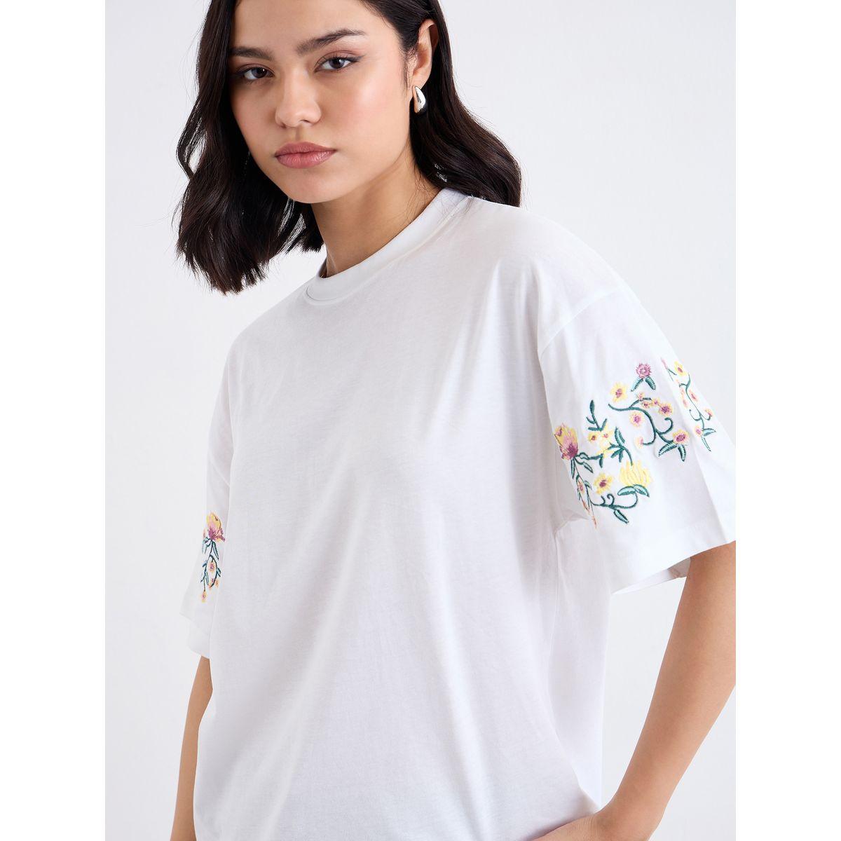 Styli Floral Embroidered Round Neck Oversized T-Shirt-women-clothing-tshirts-image-3