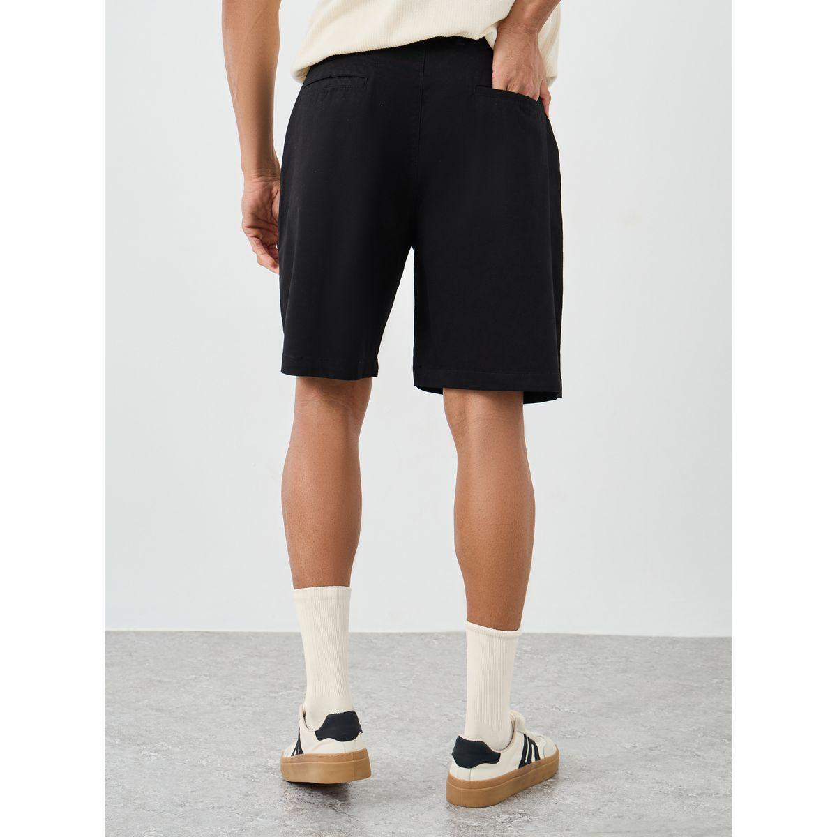 Styli Men Black Regular Twill Chino Shorts-men-clothing-bottoms-shorts-image-4