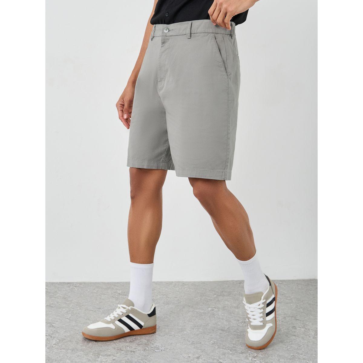 Styli Men Grey Regular Twill Chino Shorts-men-clothing-bottoms-shorts-image-1