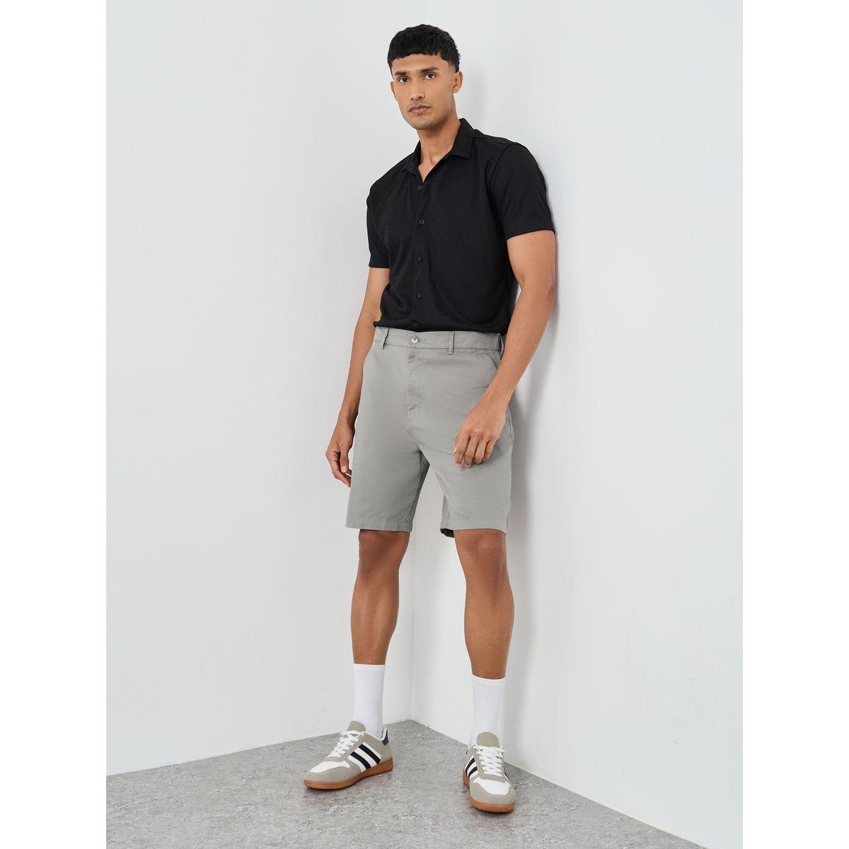 Styli Men Grey Regular Twill Chino Shorts-men-clothing-bottoms-shorts-image-2