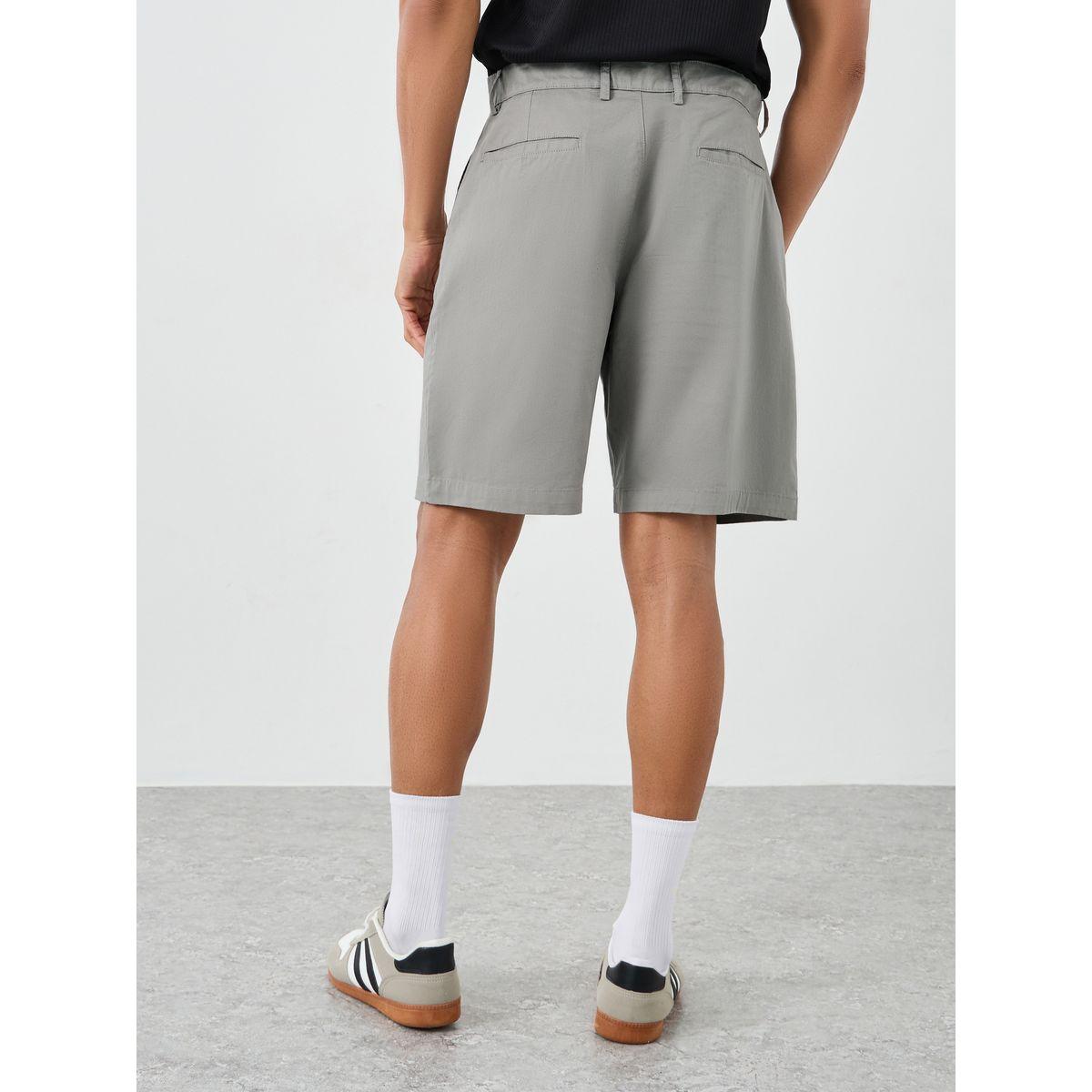 Styli Men Grey Regular Twill Chino Shorts-men-clothing-bottoms-shorts-image-4