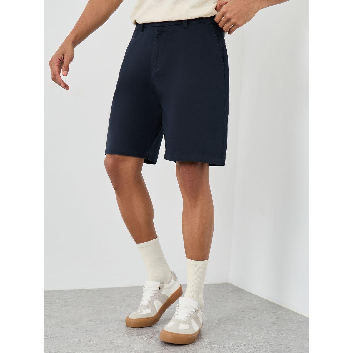 Styli Men Navy Blue Regular Twill Chino Shorts-men-clothing-bottoms-shorts-image-1
