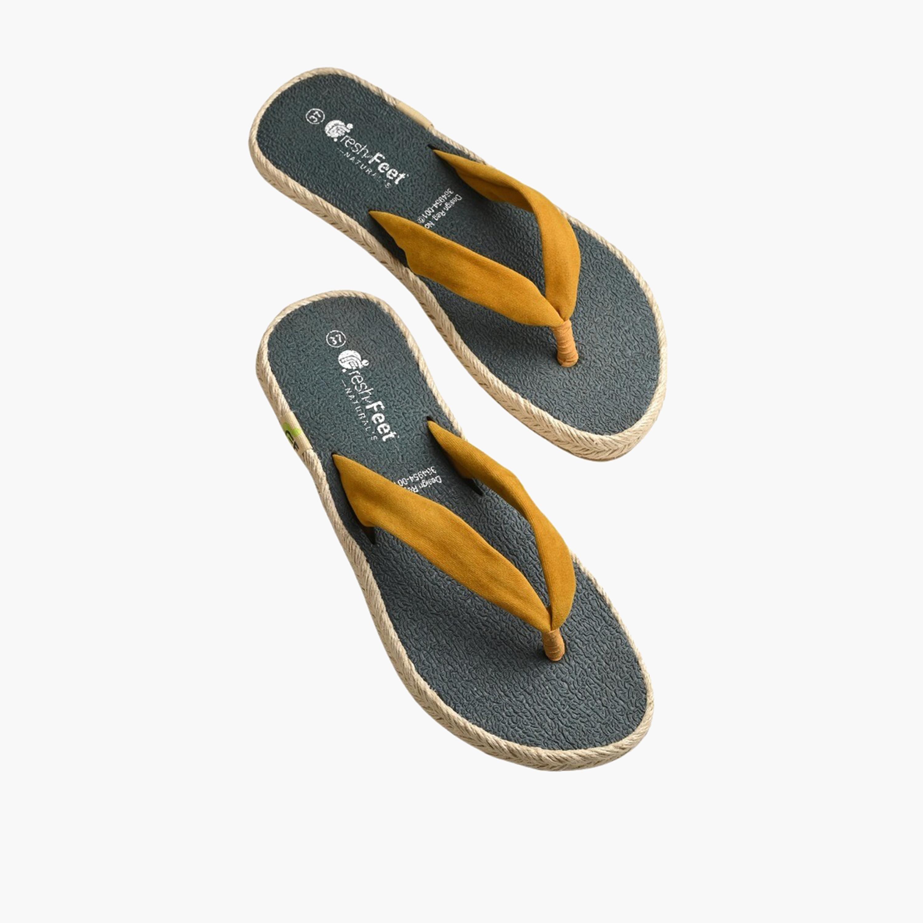 فريش فيت × ستايلي - شبشب يوجا سادة أصفر-women-shoes-sandals-flats-image-1