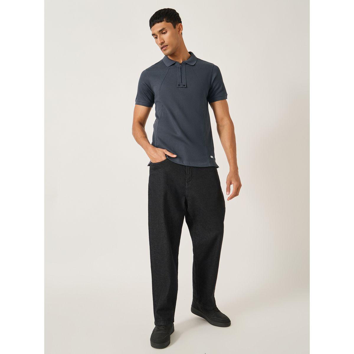 تيشيرت بياقة بولو وقصة عادية مع نصف سحَّاب غلق-men-clothing-tshirtsandpolos-tshirts-image-2