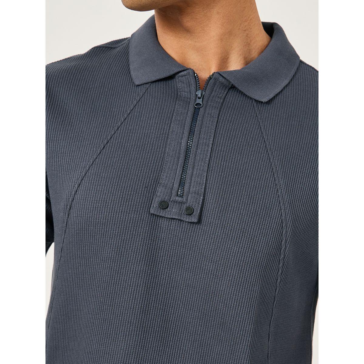 تيشيرت بياقة بولو وقصة عادية مع نصف سحَّاب غلق-men-clothing-tshirtsandpolos-tshirts-image-3