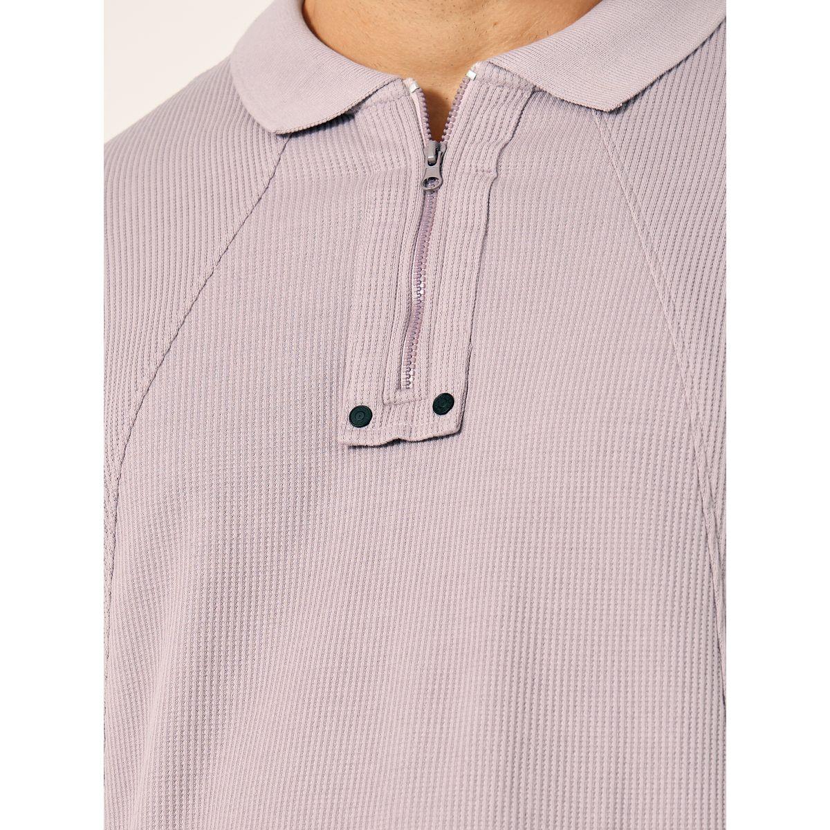 Fort Collins Men Purple Rib Knit Half-Zip Polo T-Shirt-men-clothing-tshirtsandpolos-tshirts-image-4