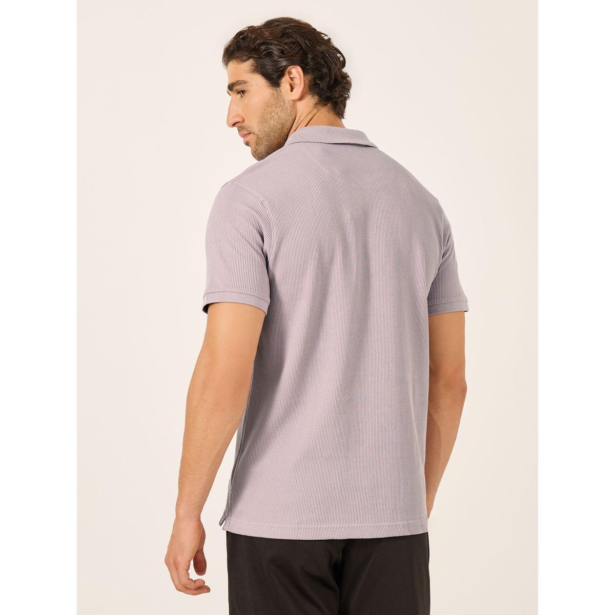 Fort Collins Men Purple Rib Knit Half-Zip Polo T-Shirt-men-clothing-tshirtsandpolos-tshirts-image-5