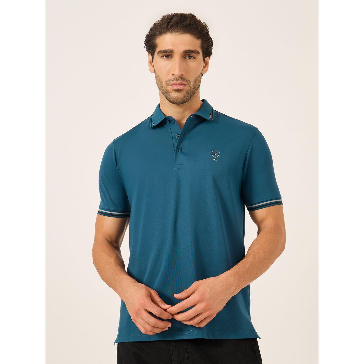 Fort Collins Men Blue Tipped Short Sleeve Polo T-Shirt-men-clothing-tshirtsandpolos-tshirts-image-1