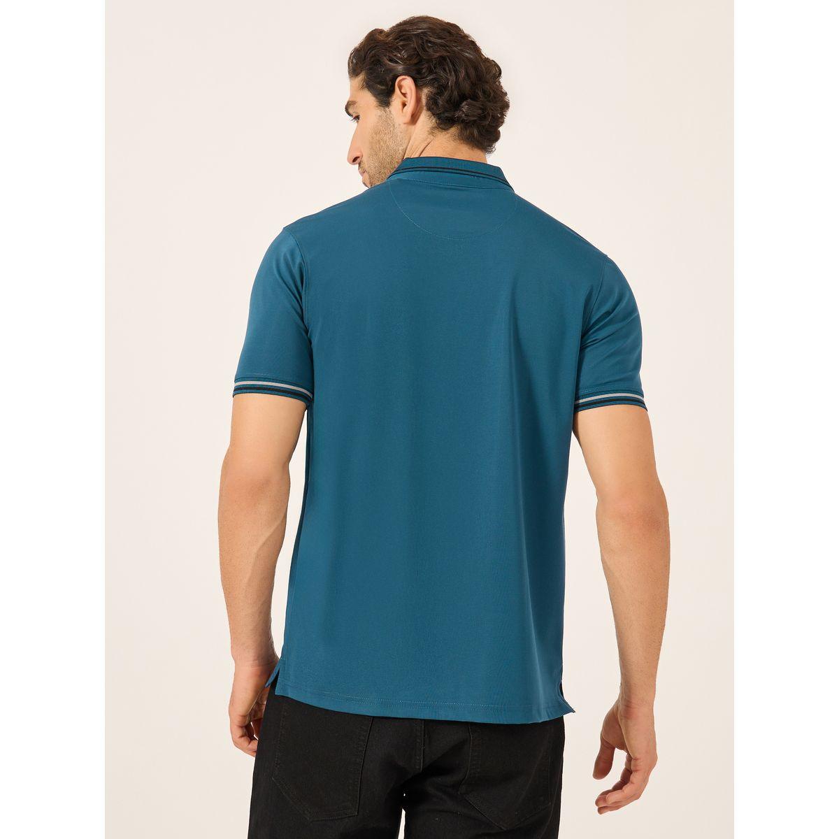 Fort Collins Men Blue Tipped Short Sleeve Polo T-Shirt-men-clothing-tshirtsandpolos-tshirts-image-4
