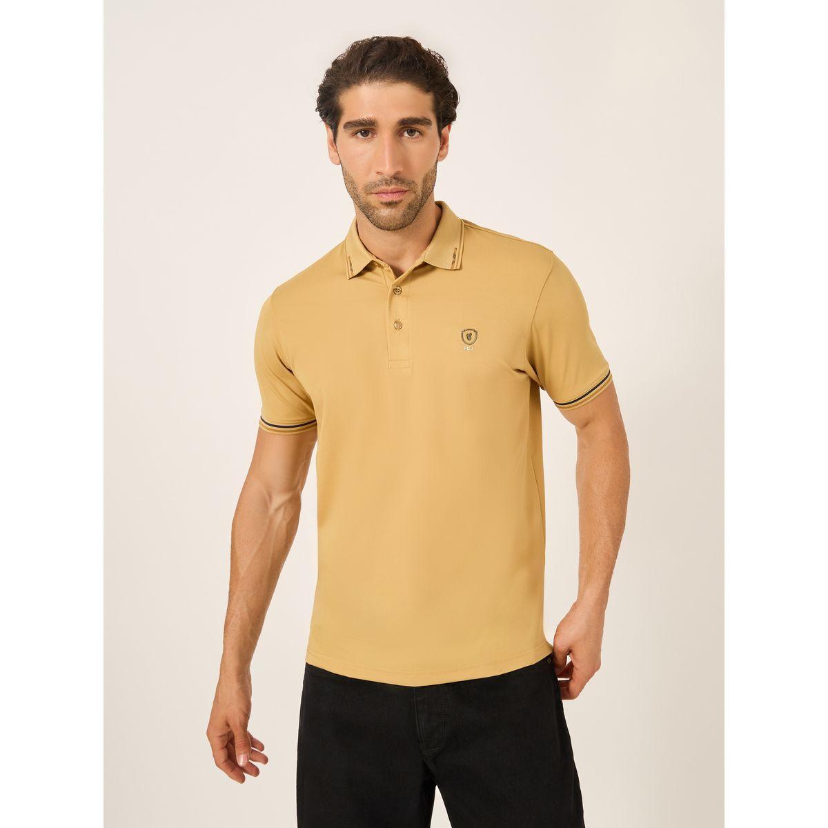 Fort Collins Men Mustard Tipped Short Sleeve Polo T-Shirt-men-clothing-tshirtsandpolos-tshirts-image-1