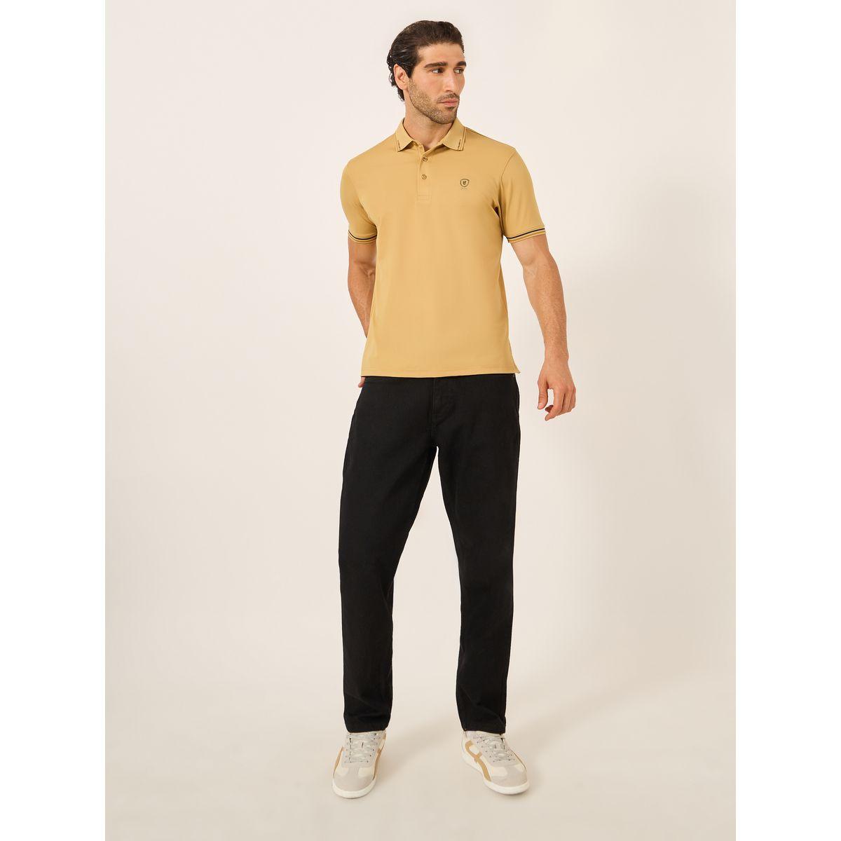 Fort Collins Men Mustard Tipped Short Sleeve Polo T-Shirt-men-clothing-tshirtsandpolos-tshirts-image-2