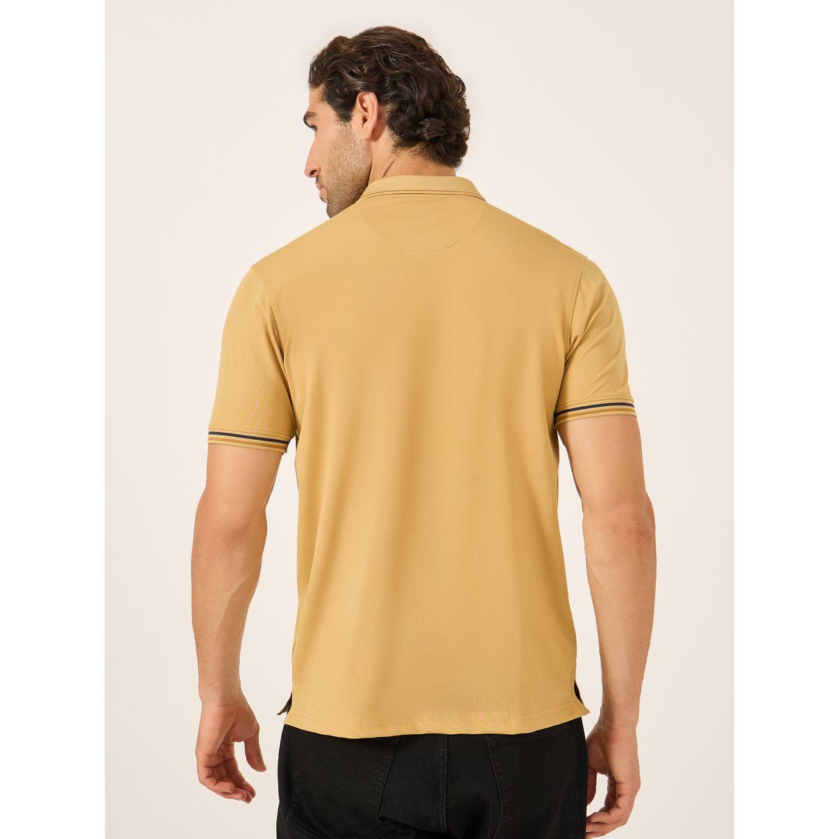 Fort Collins Men Mustard Tipped Short Sleeve Polo T-Shirt-men-clothing-tshirtsandpolos-tshirts-image-4