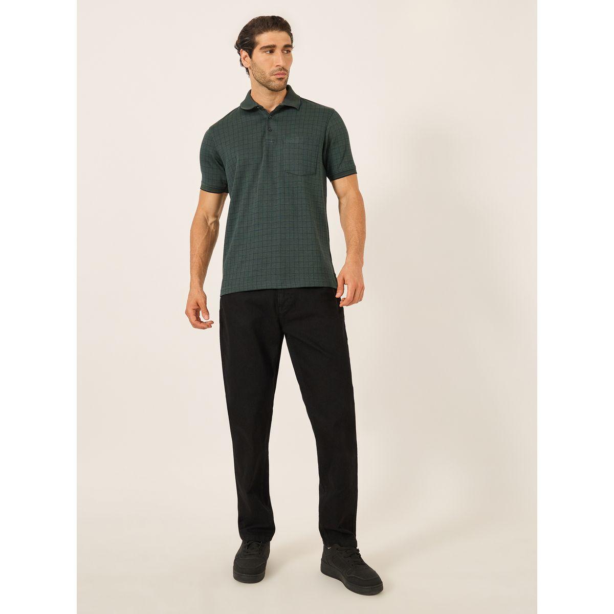 تيشيرت بياقة بولو وطبعة مربعات مع جيب-men-clothing-tshirtsandpolos-tshirts-image-2