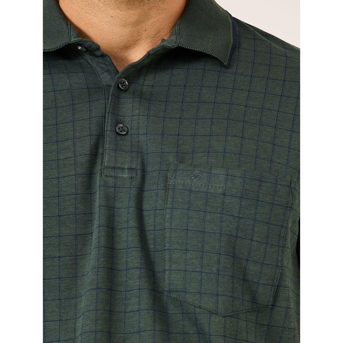 Fort Collins Men Green Checked Pocket Detail Polo T-Shirt-men-clothing-tshirtsandpolos-tshirts-image-3